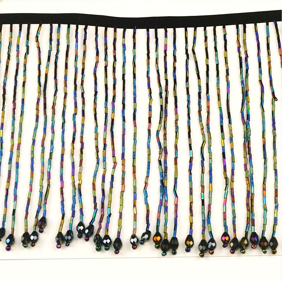 8cm colorful Tube Beaded Tassel Fringe Lace Trim For Wedding Evening Dress Clothes Decoration Accessories