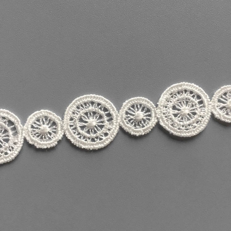 High Quality 1.5cm Eyelet White Angora Cotton Lace Trim Wedding Dresses 100% Polyester Embroidery Decoration Wholesale YS0022A