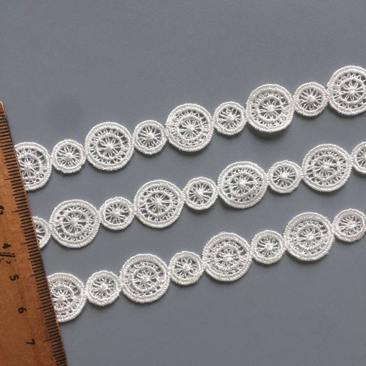 High Quality 1.5cm Eyelet White Angora Cotton Lace Trim Wedding Dresses 100% Polyester Embroidery Decoration Wholesale YS0022A