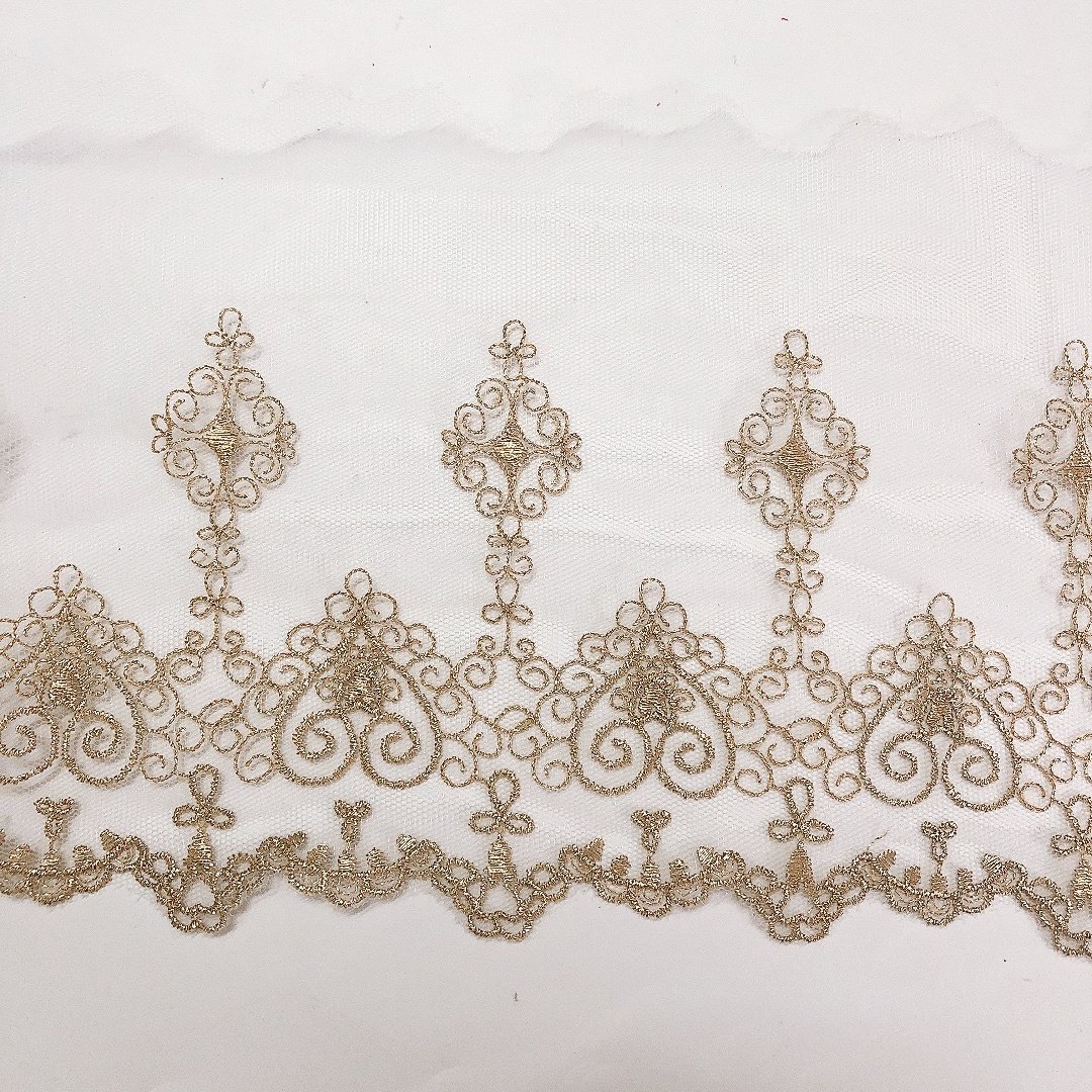 15CM Hot sale gold water-soluble embroidery net lace trim border decoration LT2641B