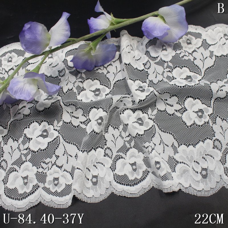 Factory Direct Sale 22cm wide black beige Knitting Nylon Spandex Dress Accessories With Warp Knitted Lace trim for women bra