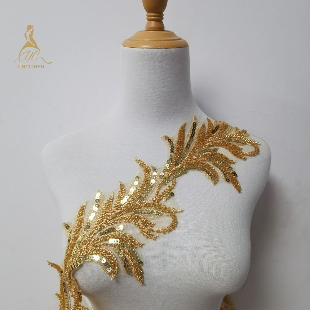 GOLD SLIVER Beaded sequin Trim embroidery lace accessories for clothing Beaded Sequin Silver 3d Embroidered