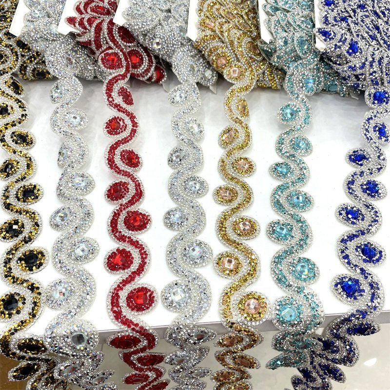 L240 Acrylic gem wholesale crystal rhinestone chain trimming bridal rhinestone banding applique trim