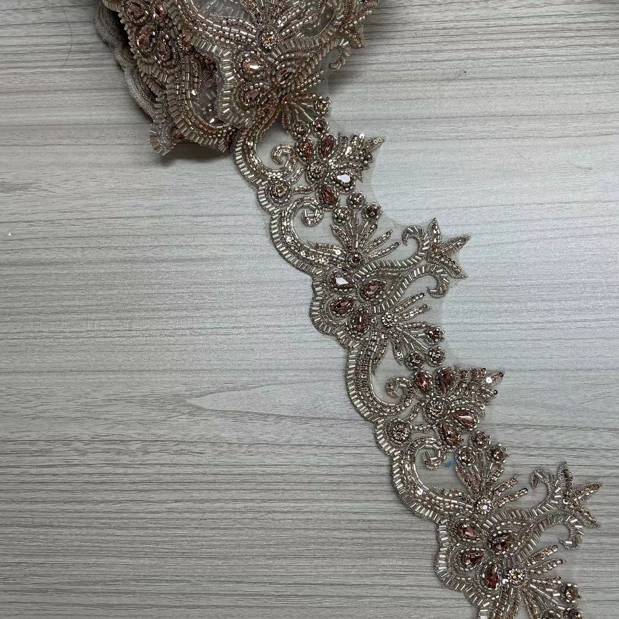 10cm White French Style Sewing Bead Lace Trim Handmade Decorative Embroidery Lace Trim