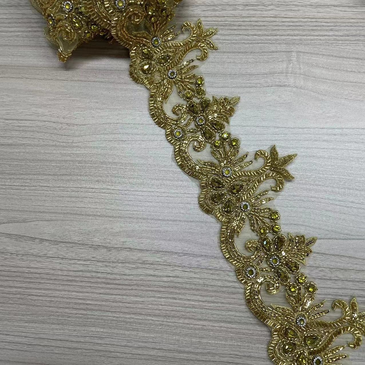 10cm White French Style Sewing Bead Lace Trim Handmade Decorative Embroidery Lace Trim
