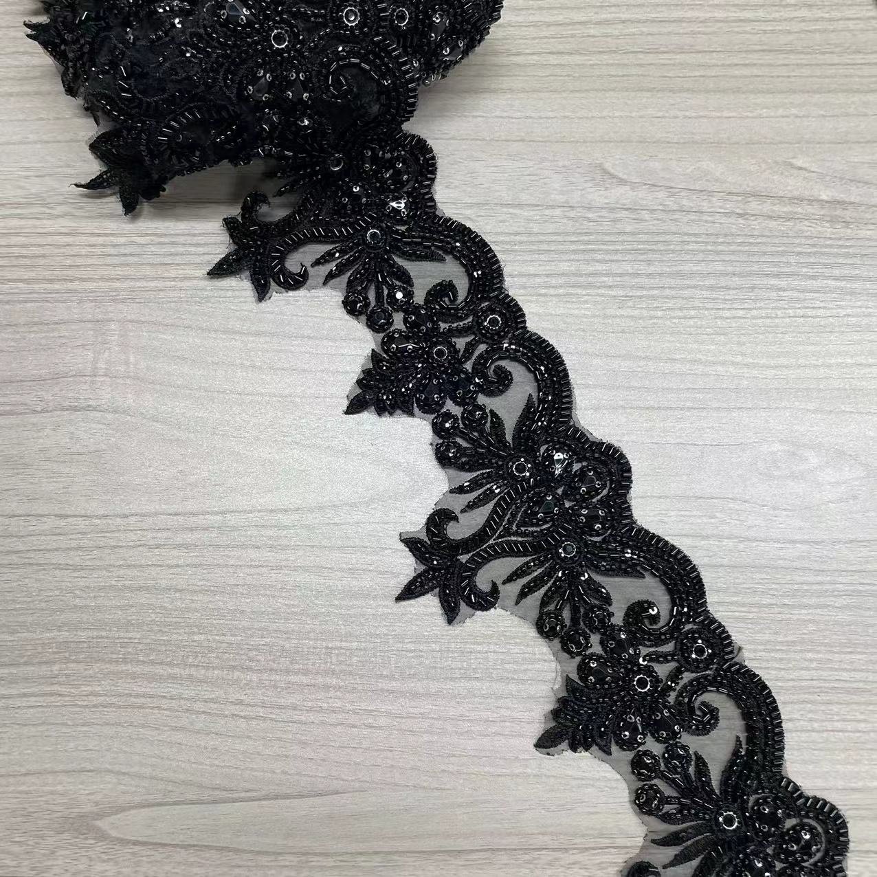 10cm White French Style Sewing Bead Lace Trim Handmade Decorative Embroidery Lace Trim