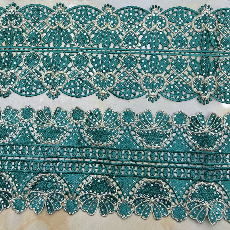 whole sale embroidery polyester colors lace sequined trimming lace