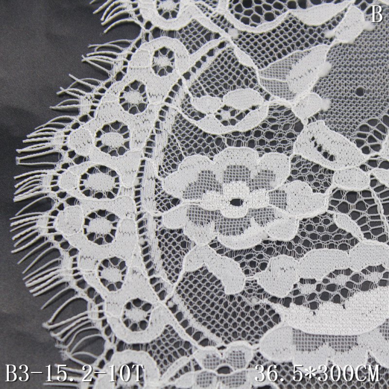 3 Meters Length Eyelash French Lace Fabric 36cm wide white inelastic Chantilly Lace Fabric for women