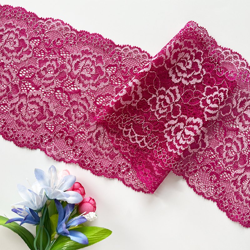 latest Design Stock black 15cm daisy flower lace elastic lace trim for lingerie and fashion women dresses