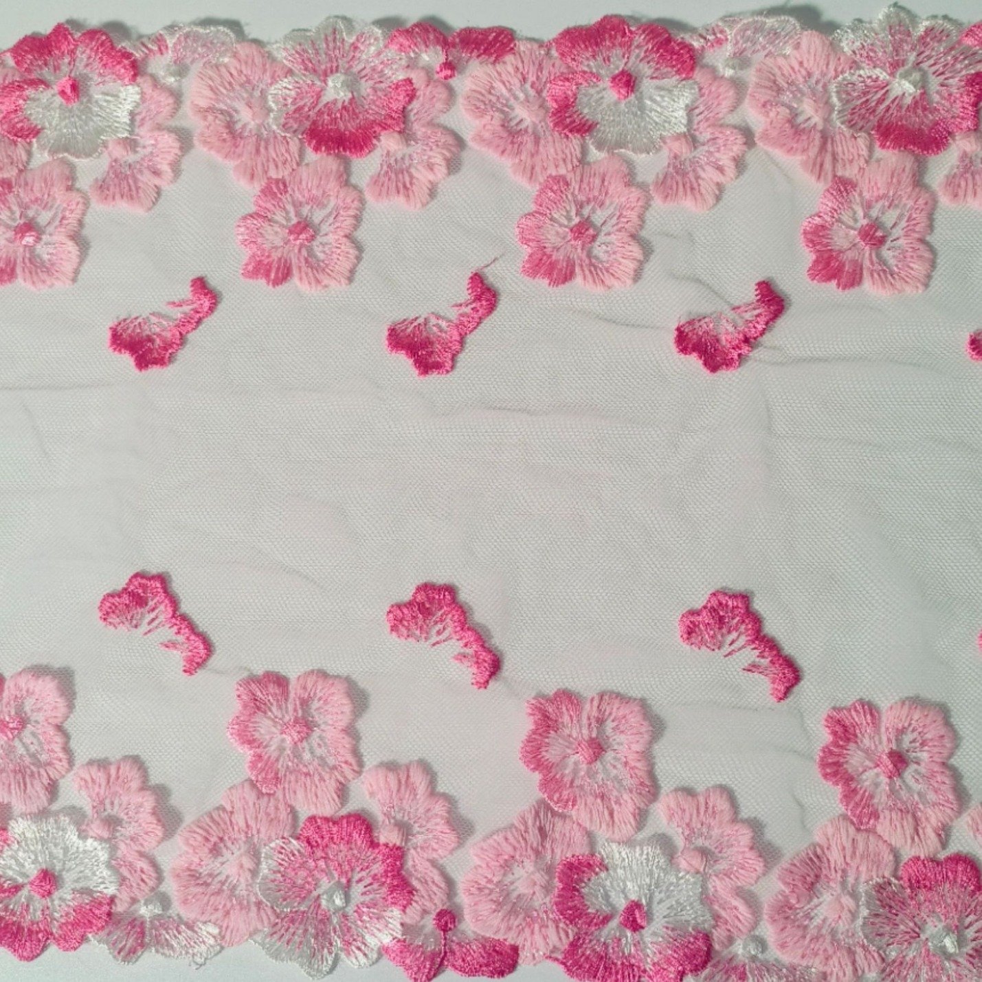 Flower Floral Embroidered Trim Tulle Lace Multicolor Embroidered Lace Trim Multicolored Flower