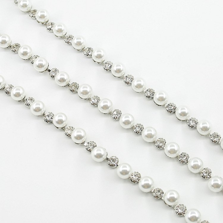 Women's 10mm Rhinestone Trim Chain Cup Decoration Paper-Made Accessory Wedding Use Crystal Lace Steel Shoes Garments Fabric