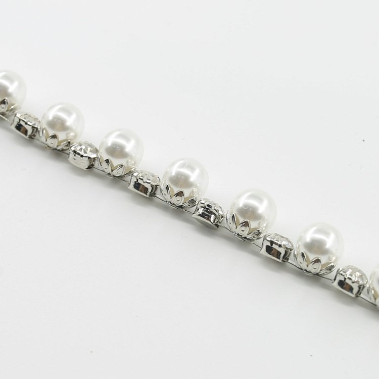 Women's 10mm Rhinestone Trim Chain Cup Decoration Paper-Made Accessory Wedding Use Crystal Lace Steel Shoes Garments Fabric