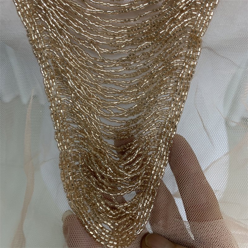 Beaded Belt Fringe Trim Beaded Fringe Trim Beaded Ribbon Tassel for Clothing Accessories DIY Decoration (Silver, AB Color)