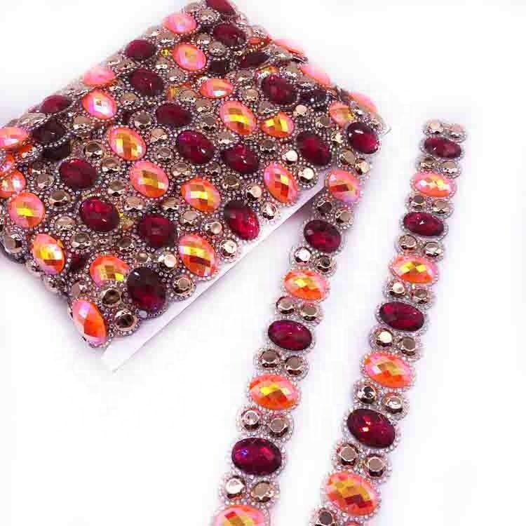 Miami Golden Carnival Costume accessories supply iron on rhinestone trimming Wholesales