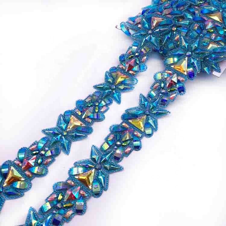 Miami Golden Carnival Costume accessories supply iron on rhinestone trimming Wholesales