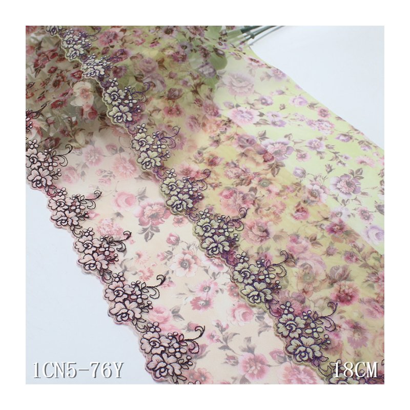 High Quality tulle bordado Embroidery Lace Trim 18cm Colorful Printed floral Embroidered Lace for Women Lingerie