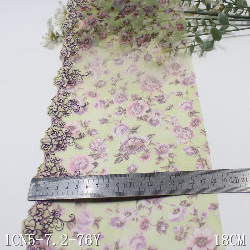 High Quality tulle bordado Embroidery Lace Trim 18cm Colorful Printed floral Embroidered Lace for Women Lingerie