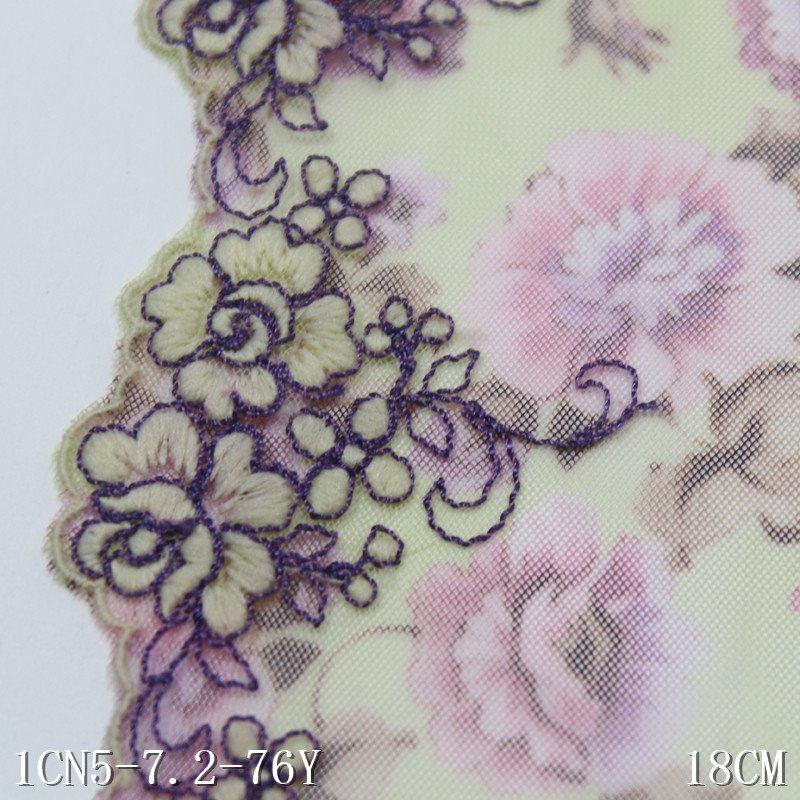 High Quality tulle bordado Embroidery Lace Trim 18cm Colorful Printed floral Embroidered Lace for Women Lingerie