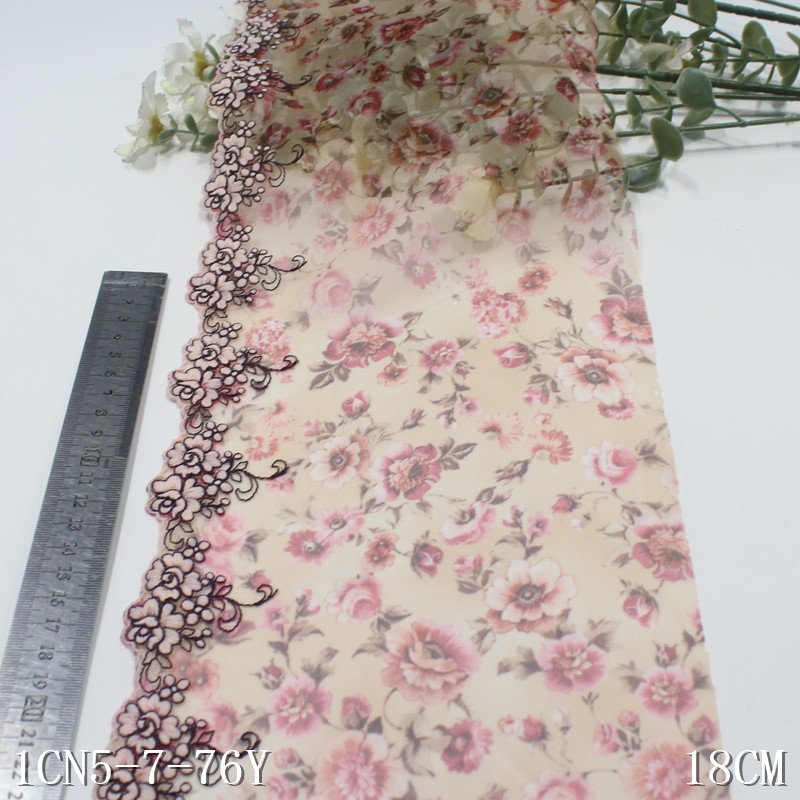 High Quality tulle bordado Embroidery Lace Trim 18cm Colorful Printed floral Embroidered Lace for Women Lingerie