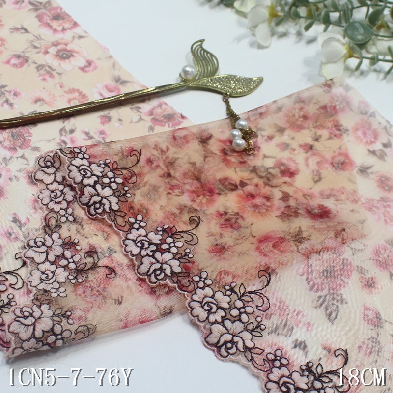 High Quality tulle bordado Embroidery Lace Trim 18cm Colorful Printed floral Embroidered Lace for Women Lingerie