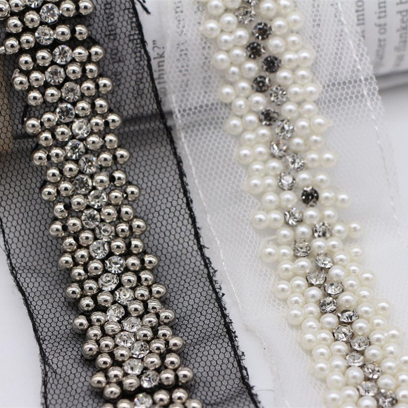 Factory Wholesale High Density Bead Embroidery French Tulle Mesh Lace Trim