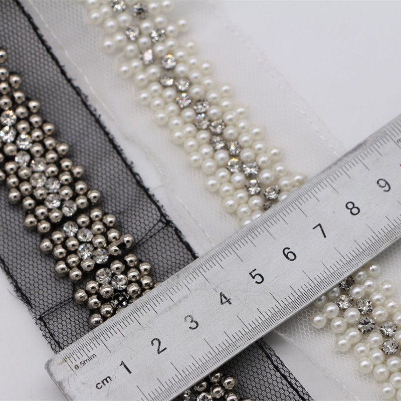 Factory Wholesale High Density Bead Embroidery French Tulle Mesh Lace Trim