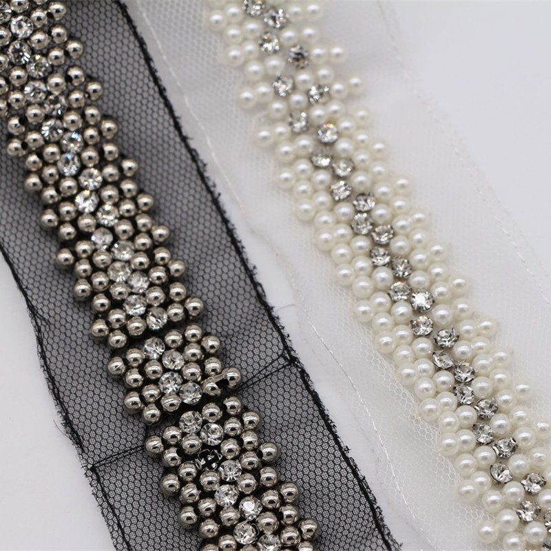 Factory Wholesale High Density Bead Embroidery French Tulle Mesh Lace Trim
