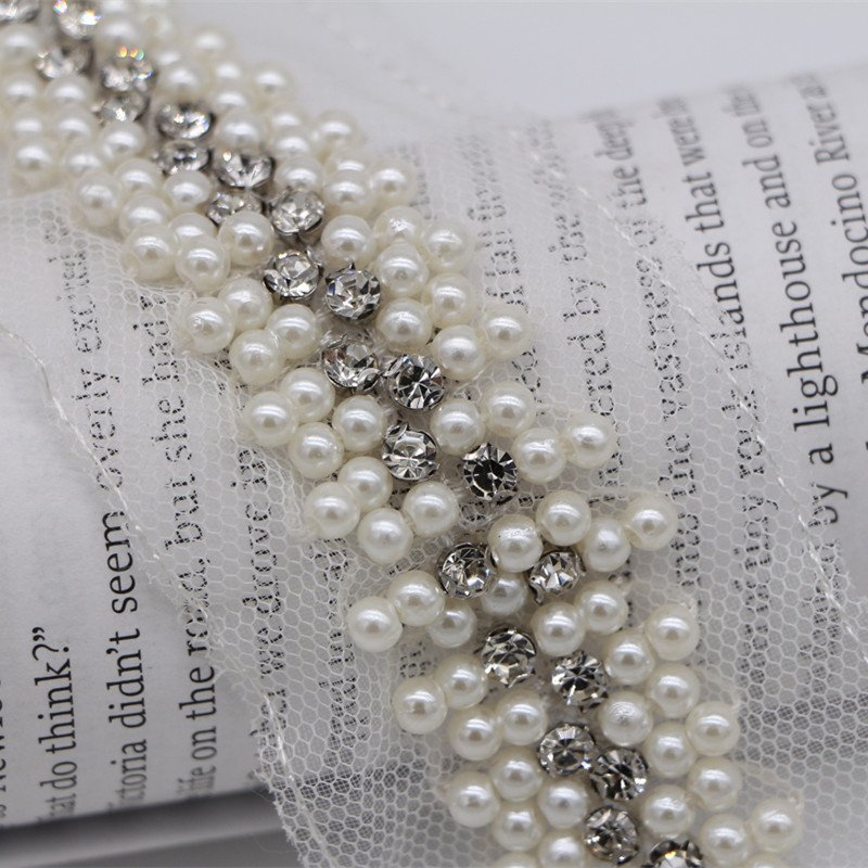 Factory Wholesale High Density Bead Embroidery French Tulle Mesh Lace Trim