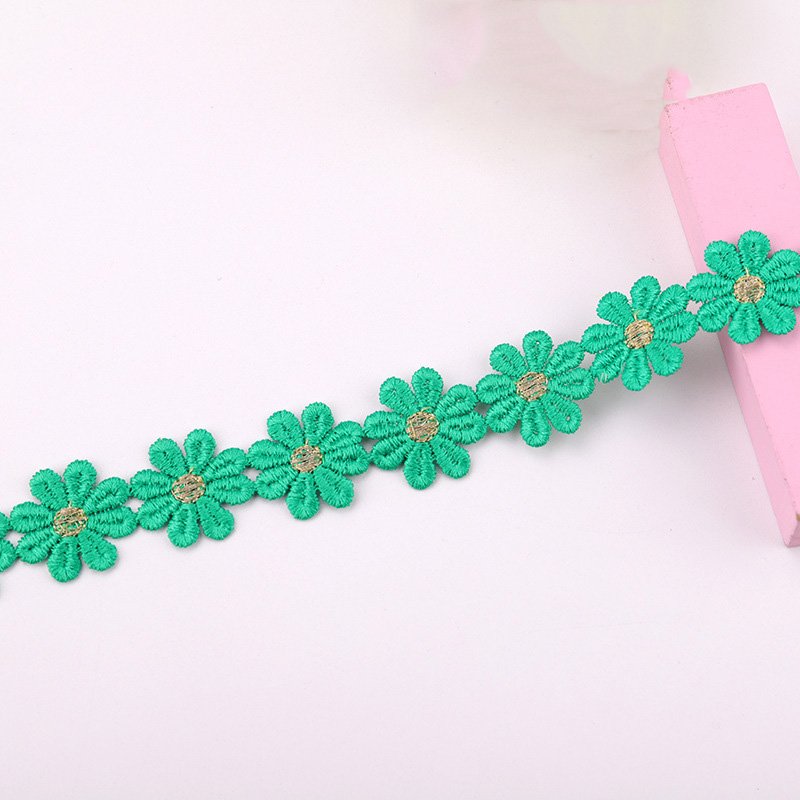 Floral Lace Trim Sunflower Daisy Lace Ribbon Decorating Embroidered Trim Polyester Ribbon for Wedding Appliques Sewing
