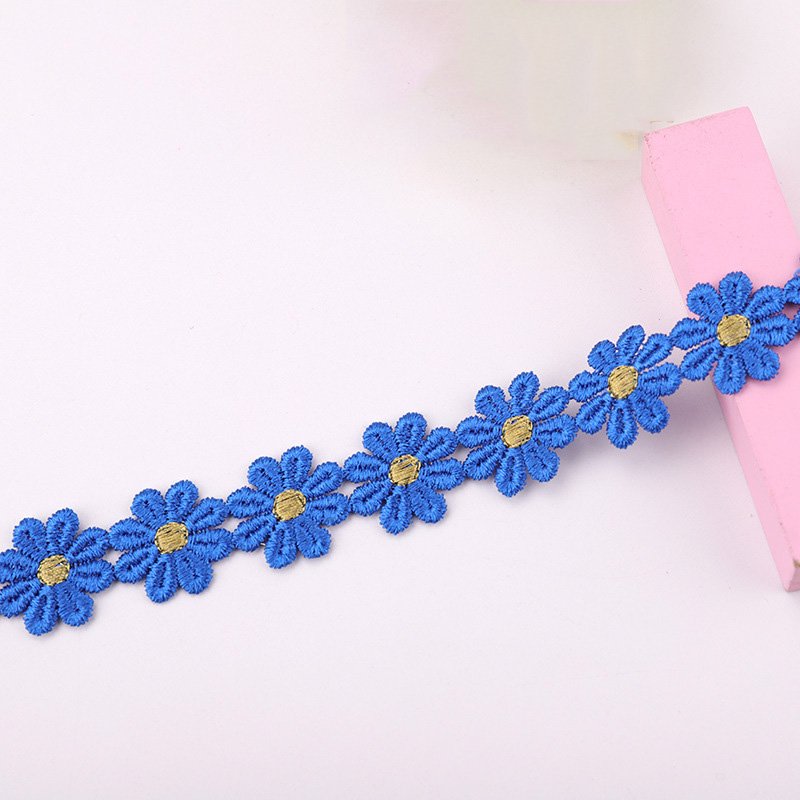 Floral Lace Trim Sunflower Daisy Lace Ribbon Decorating Embroidered Trim Polyester Ribbon for Wedding Appliques Sewing