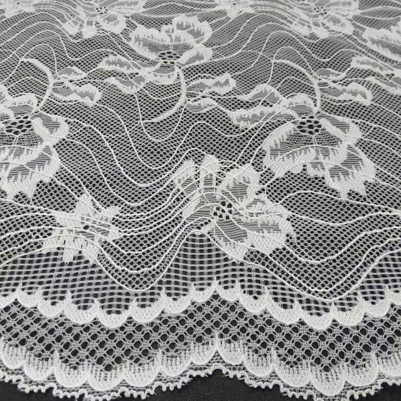 23CM High Quality White Nylon Spandex Elastic Lace Trim Spot Lace Border Flower Voile Soft Tulle Women's Underwear Bra Accessory
