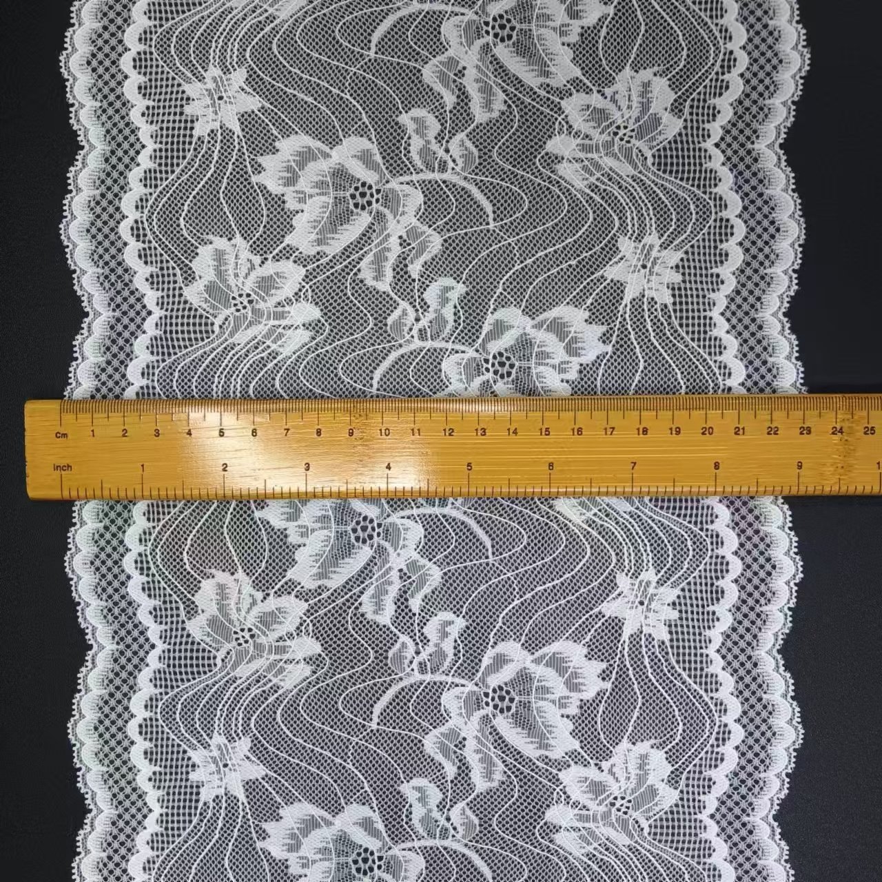23CM High Quality White Nylon Spandex Elastic Lace Trim Spot Lace Border Flower Voile Soft Tulle Women's Underwear Bra Accessory