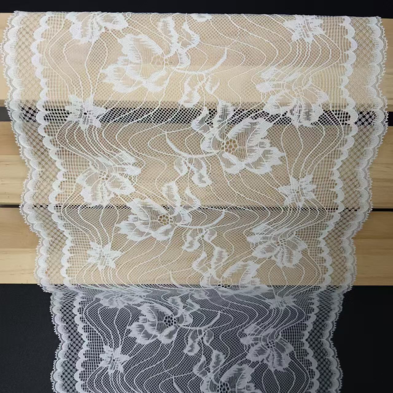 23CM High Quality White Nylon Spandex Elastic Lace Trim Spot Lace Border Flower Voile Soft Tulle Women's Underwear Bra Accessory