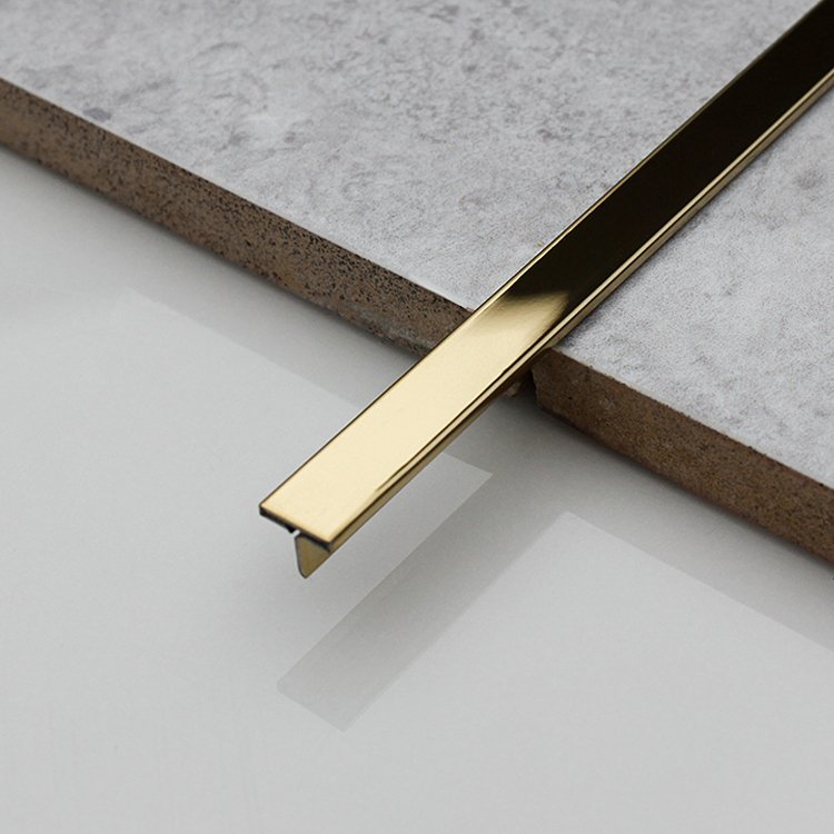 Nickel Stainless Steel 201 304 0.6mm Coating Mirror Polish Pvd Gold Plated T Shape Tile Edging Border Trim