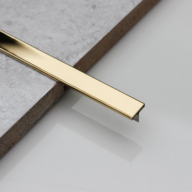 Nickel Stainless Steel 201 304 0.6mm Coating Mirror Polish Pvd Gold Plated T Shape Tile Edging Border Trim
