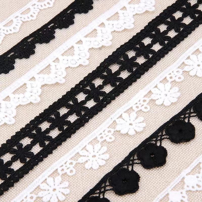 High-quality Luxury Embroidered Water-soluble Polyester Chemical Hollowed Out Lace Trim For Decorative Clothing Border Lace
