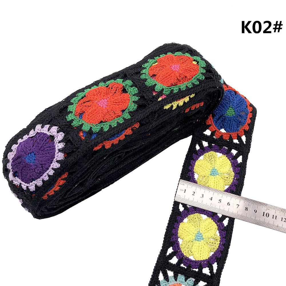 Fashion Colorful Hollow Clothing Accessories Custom Machine-producing Water Soluble Embroidery Trim Crochet Knitting Lace Fabric