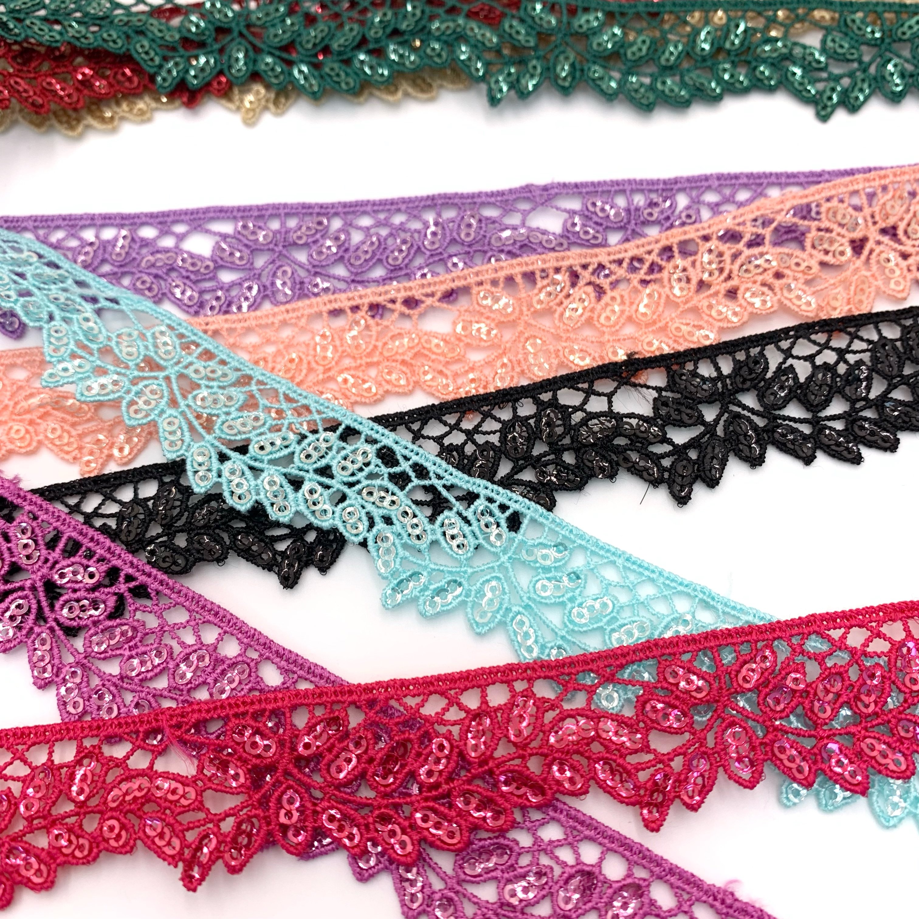High Quality Decorative Trim Ribbon Polyester Shiny Luxury Multiple Colors Gpo Guipure Lace Trim