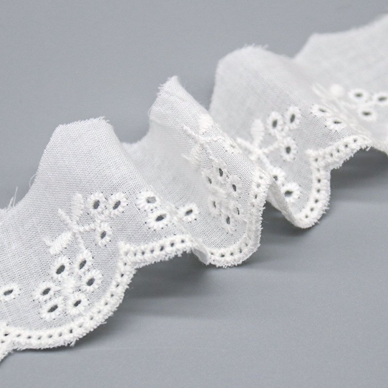 2024 newest 3.5cm 100% cotton high quality lace trim embroidery eyelet wedding dress lace trim for dress