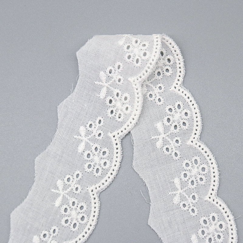 2024 newest 3.5cm 100% cotton high quality lace trim embroidery eyelet wedding dress lace trim for dress