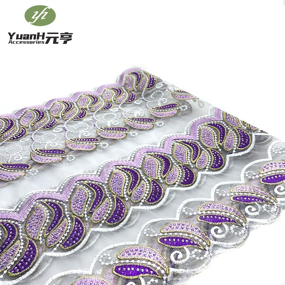 Latest Original 3 Set Design Luxury Fashion Mesh Organza Trim Embroidery Lace Fabric For African Wedding Dresses
