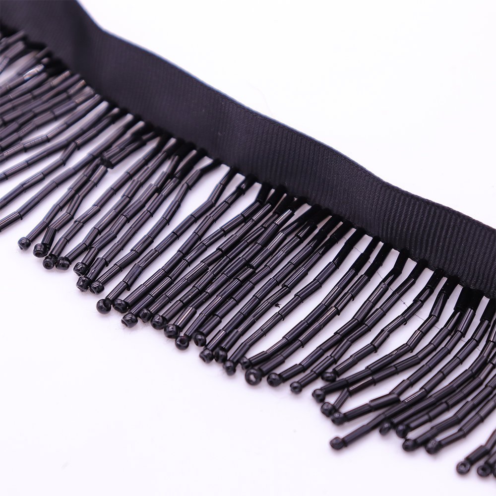 Wholesale Prices Luxury Tassel Fringe Lace Trim Dress Decorative Glass Tubes Bridal Lace Trim With Hand Sewing