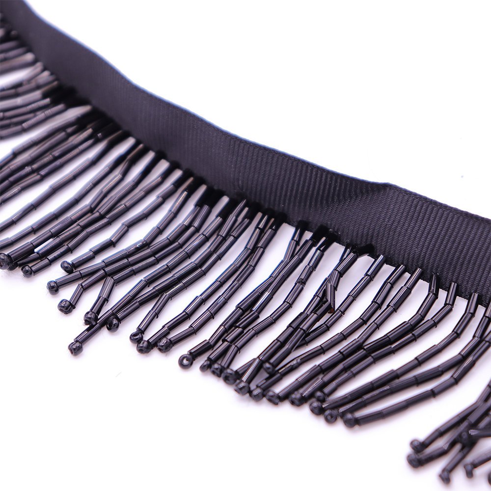 Wholesale Prices Luxury Tassel Fringe Lace Trim Dress Decorative Glass Tubes Bridal Lace Trim With Hand Sewing