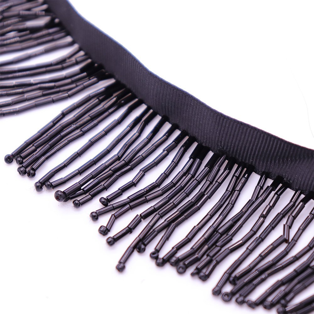 Wholesale Prices Luxury Tassel Fringe Lace Trim Dress Decorative Glass Tubes Bridal Lace Trim With Hand Sewing