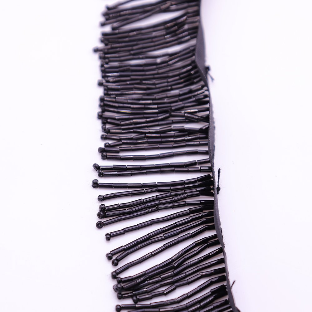 Wholesale Prices Luxury Tassel Fringe Lace Trim Dress Decorative Glass Tubes Bridal Lace Trim With Hand Sewing