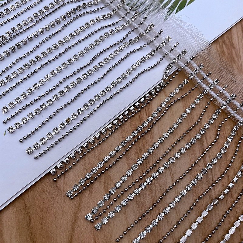 JFRT037 Wholesale Rhinestones Beaded Fringe Trim Crystal Chain Fringe Trim Fashion Accessories For Cloth