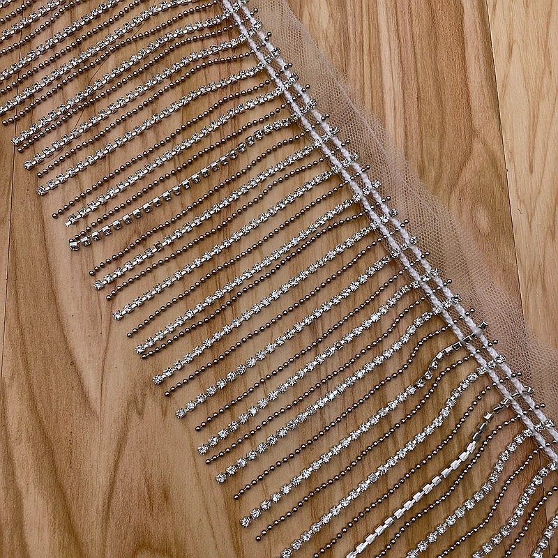 JFRT037 Wholesale Rhinestones Beaded Fringe Trim Crystal Chain Fringe Trim Fashion Accessories For Cloth