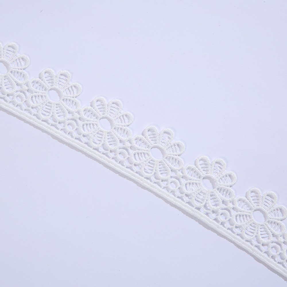 2024 Popular Wholesale Embroidery White Milk Silk Lace Trimming Vintage Soft Polyester Lace For Women's Dresses Lace