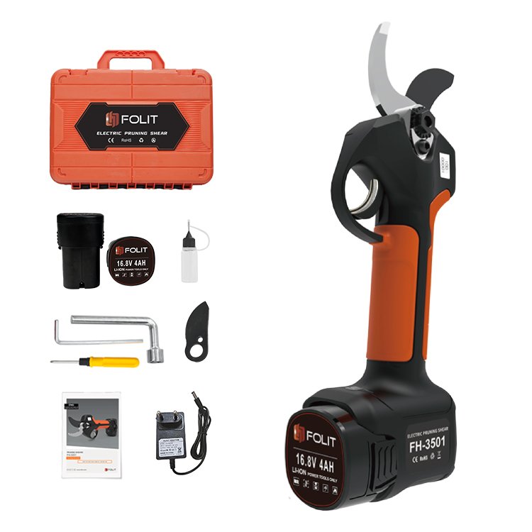 Professional Largen Blade Opening Tree Branch trimming 35mm Progressive Cutting Cordless Electric Pruning Shear With LCD Screen