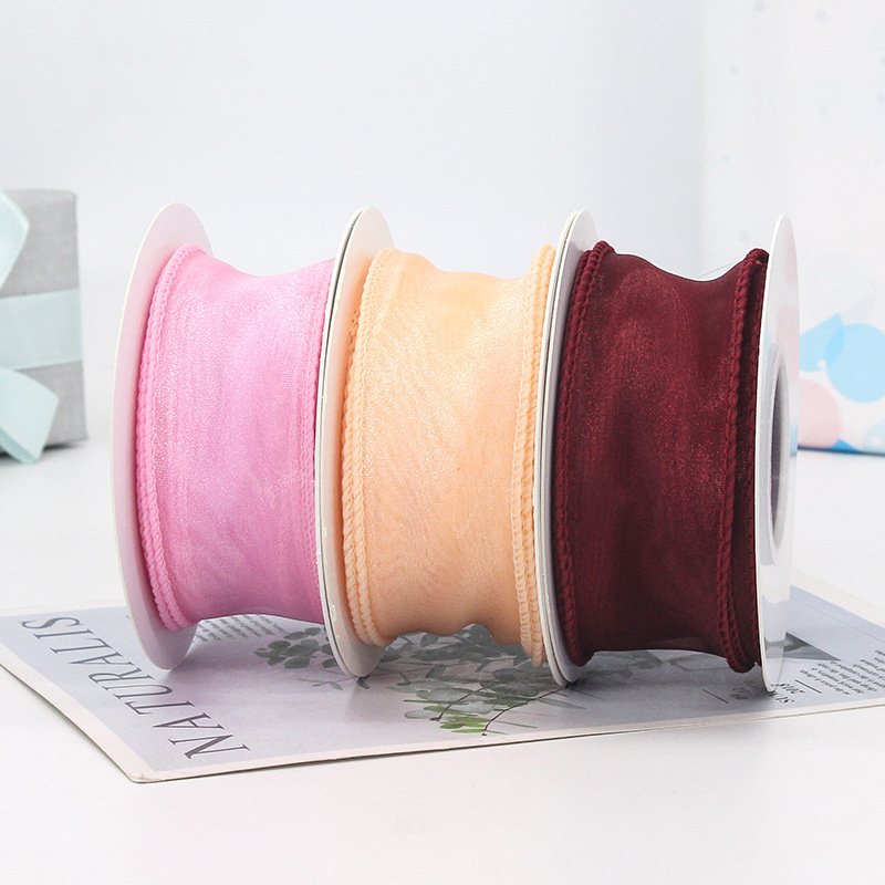 Fashion Colourful Custom Yarn Ribbon For Gift Packaging Ribbons Roll Satin Ribbon With Logo